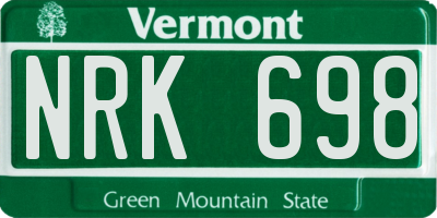 VT license plate NRK698