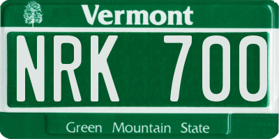 VT license plate NRK700