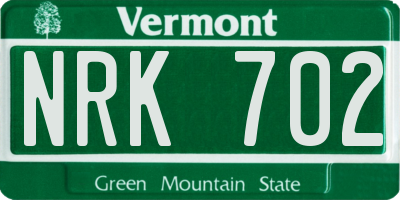 VT license plate NRK702