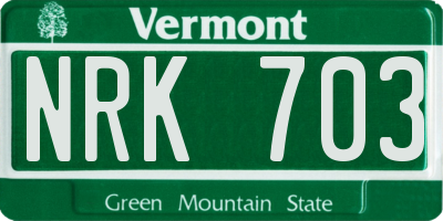 VT license plate NRK703