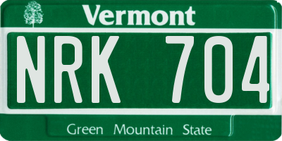 VT license plate NRK704