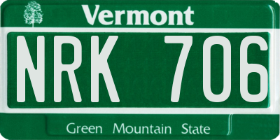 VT license plate NRK706