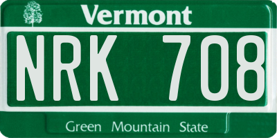 VT license plate NRK708