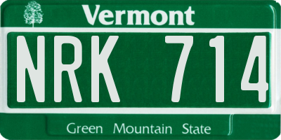 VT license plate NRK714