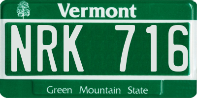 VT license plate NRK716