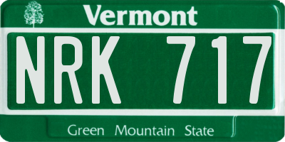 VT license plate NRK717