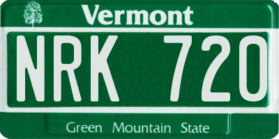 VT license plate NRK720