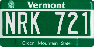 VT license plate NRK721