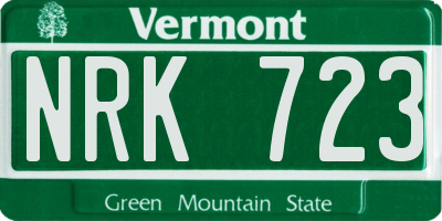 VT license plate NRK723