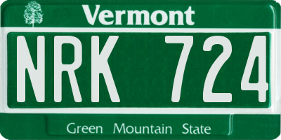 VT license plate NRK724