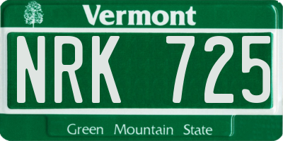 VT license plate NRK725