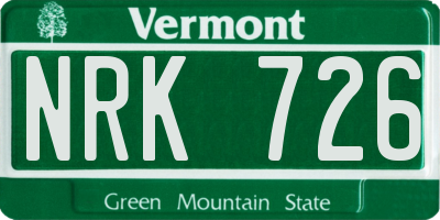 VT license plate NRK726