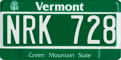 VT license plate NRK728