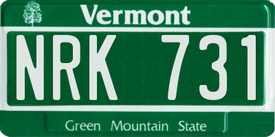 VT license plate NRK731