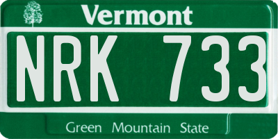 VT license plate NRK733