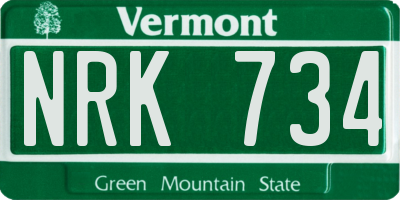 VT license plate NRK734