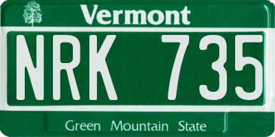 VT license plate NRK735