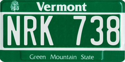 VT license plate NRK738