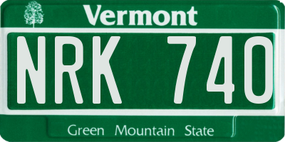 VT license plate NRK740