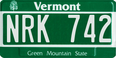 VT license plate NRK742