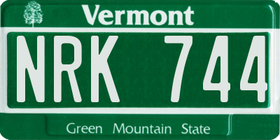 VT license plate NRK744