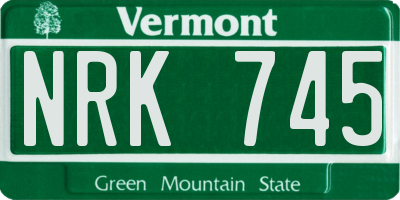 VT license plate NRK745