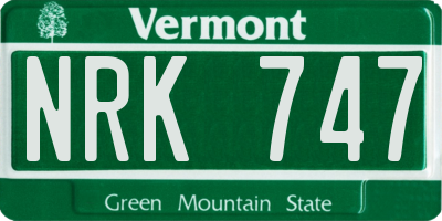 VT license plate NRK747