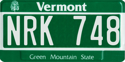 VT license plate NRK748
