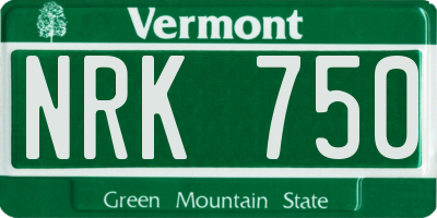 VT license plate NRK750