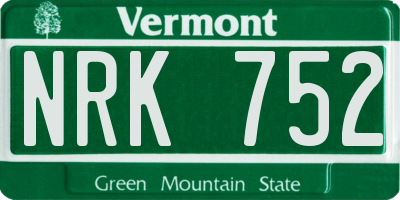 VT license plate NRK752