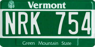 VT license plate NRK754