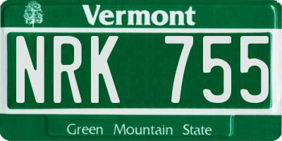 VT license plate NRK755