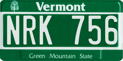 VT license plate NRK756