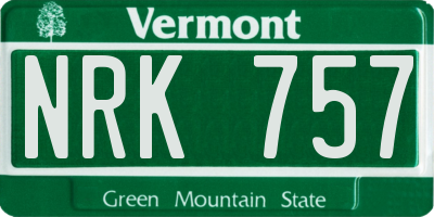 VT license plate NRK757