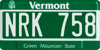 VT license plate NRK758