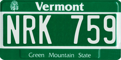 VT license plate NRK759