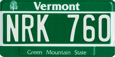 VT license plate NRK760