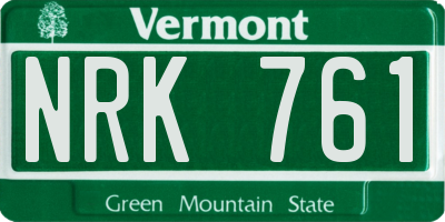 VT license plate NRK761