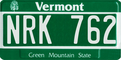 VT license plate NRK762