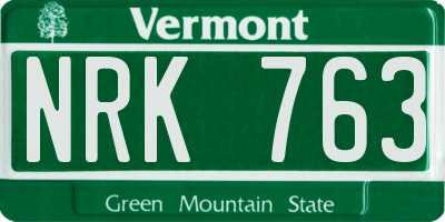 VT license plate NRK763