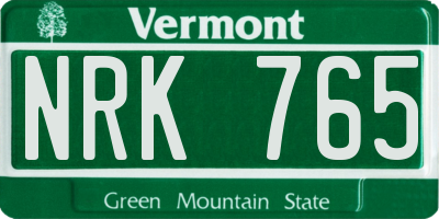 VT license plate NRK765