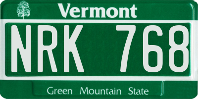 VT license plate NRK768