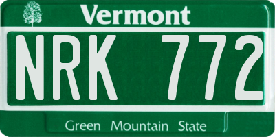 VT license plate NRK772