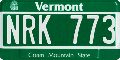 VT license plate NRK773
