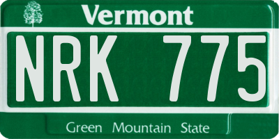 VT license plate NRK775