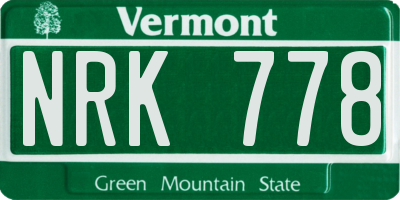 VT license plate NRK778