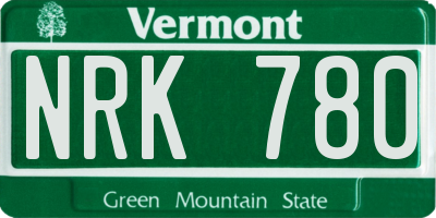 VT license plate NRK780