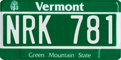 VT license plate NRK781