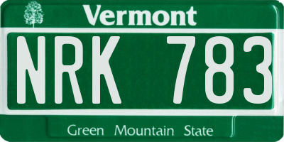 VT license plate NRK783