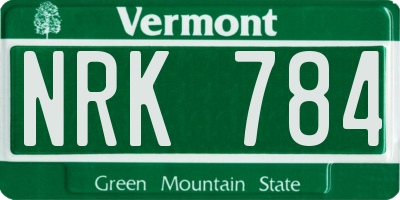 VT license plate NRK784